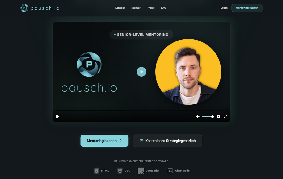 Startseite der Lern- und Mentoringplattform pausch.io